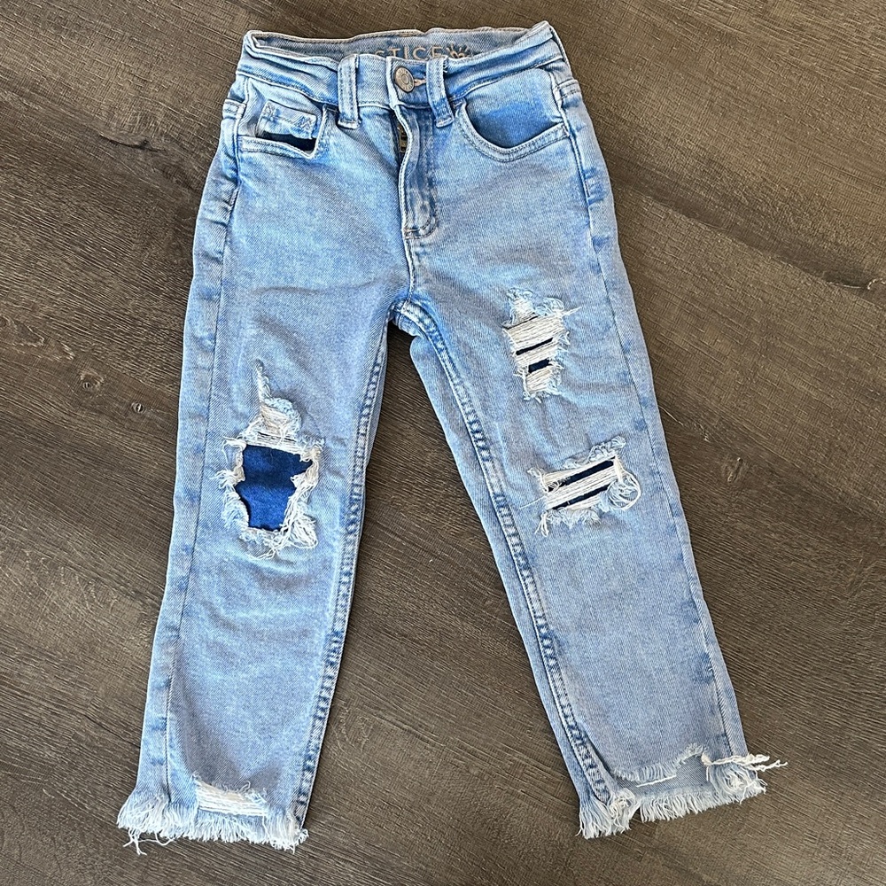 Justice Light Blue Distressed Jeans